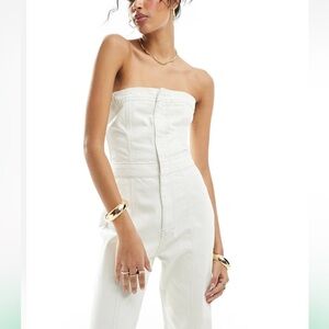 ASOS Design Strapless Denim Jumpsuit